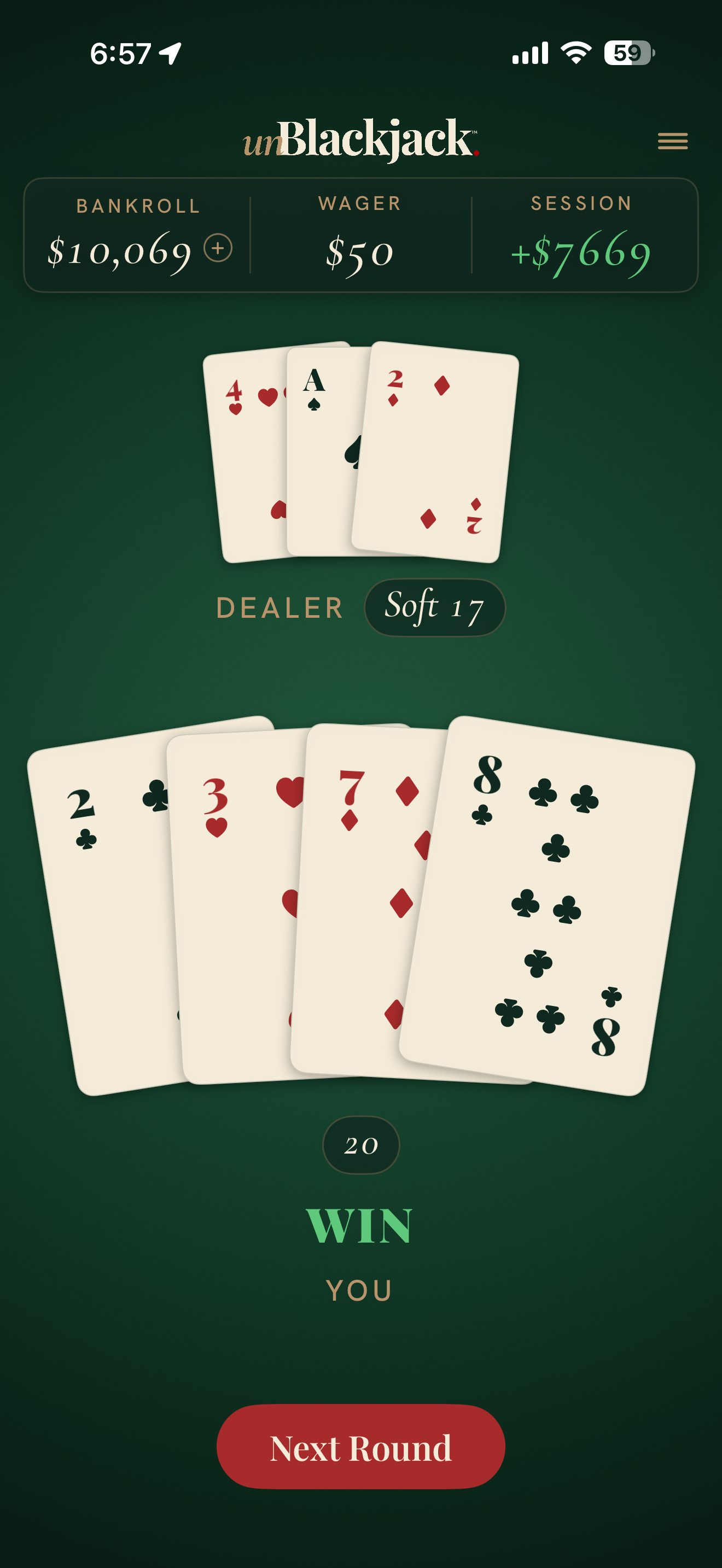 unBlackjack settings and house rules